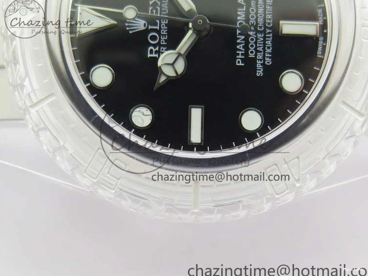 MiroTime 0116 Submariner Phantomlab Transparent KZF Best Edition Black Dial on White Rubber Strap VR StreetReady 2567